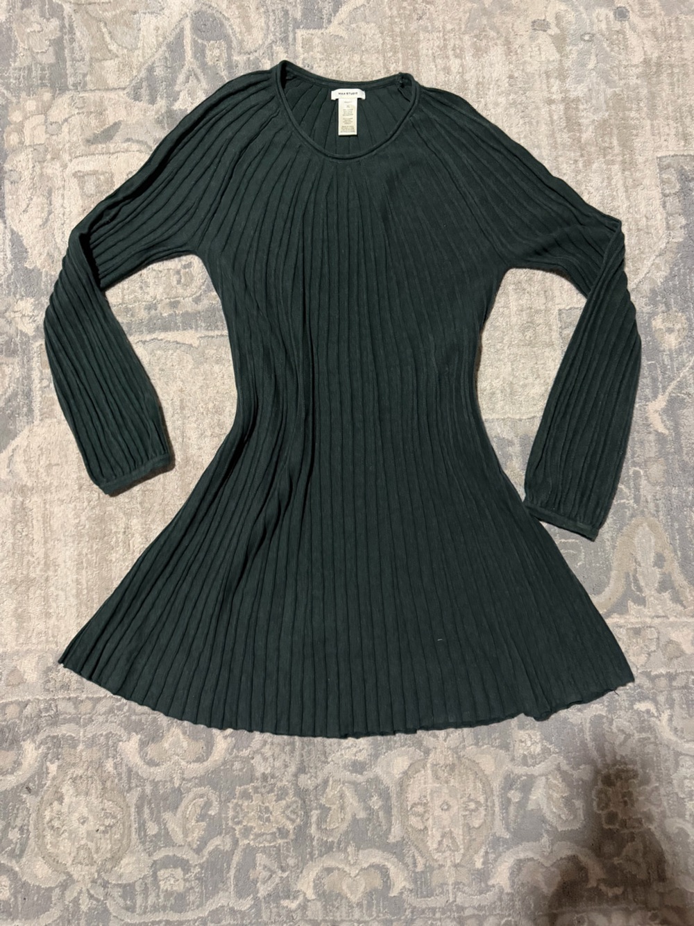 Max Studio Off-the-Shoulder Ribbed Sweater Dress - Green Fall Holiday